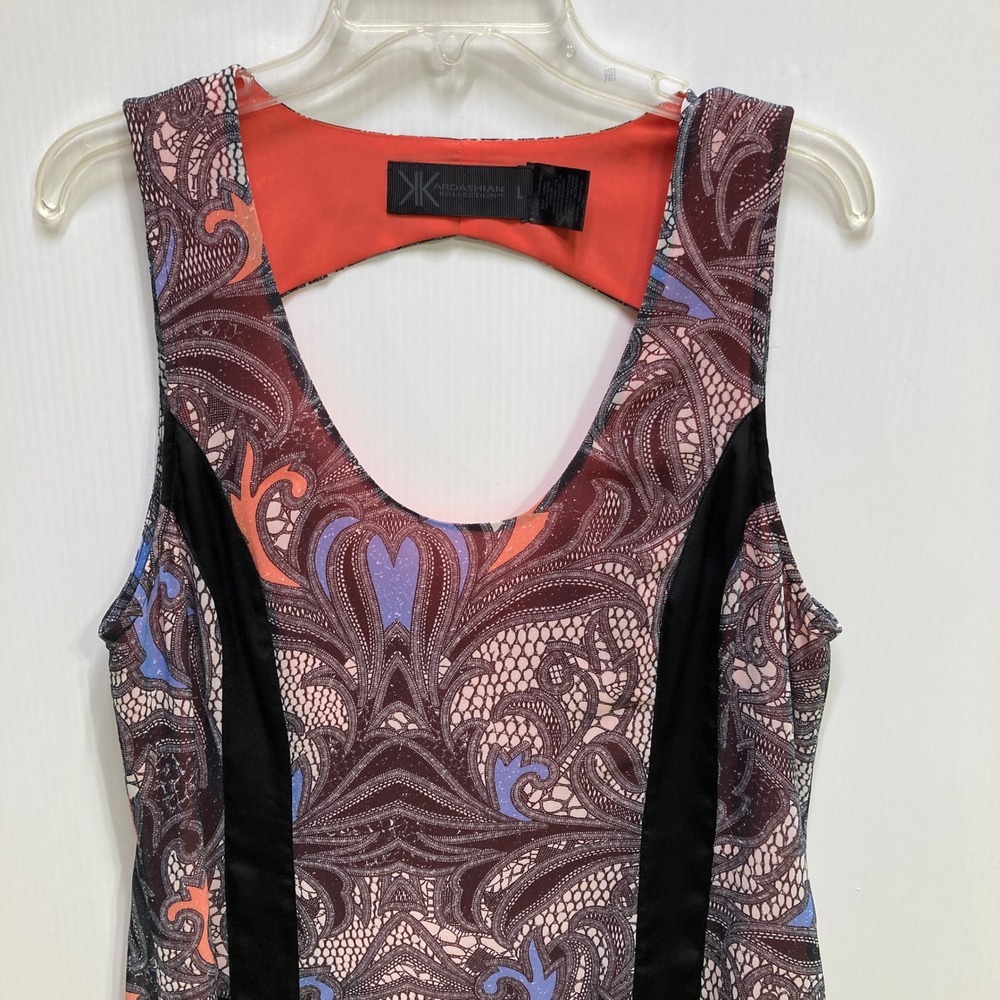 Kardashian Kollection Womens L Paisley Lace Print Sleeveless Top Cut Out Back - Picture 8 of 15
